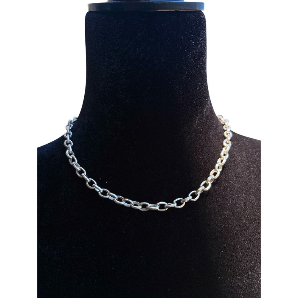 Vintage Peru 950 Sterling Silver Oval Chain Circle Medallion Necklace 17" 40g - Picture 8 of 16